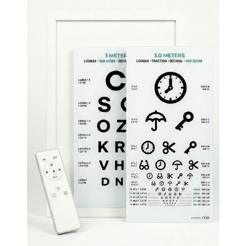 Synstestpakke, lysboks med to synstavler, 30x60 cm 