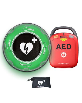 Heart Guardian hjertestarter med utendørsskap og infotavle 