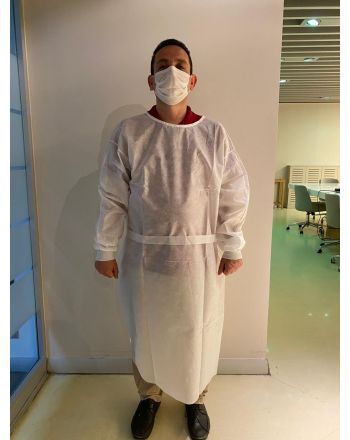 Laboratoriefrakk, hvit, laminert, 50 stk., XL 
