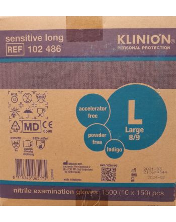 31500 stk. hanske nitril Klinion Sensitive lang, blå, str. Large 